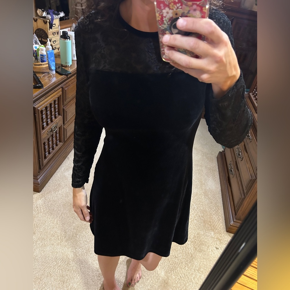 Vintage Jacqueline Ferrar Black Velvet Mini Dress 2 XS Christmas